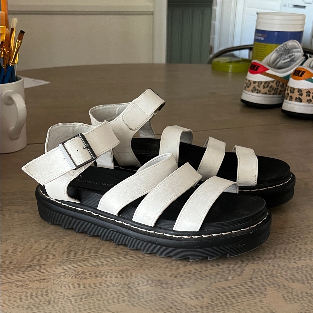 White Strappy Platform Sandals - image 1
